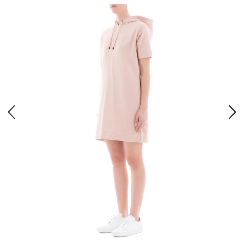 Kenzo Logo hoodie dress in pale nude pink